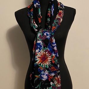 NWT - Black Scarf with Floral Print